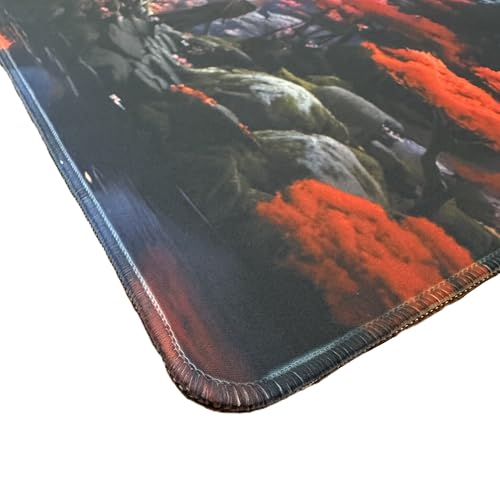 Foxtrot Designs TCG Playmat, Samurai and Cherry Blossoms 24in x 14in, Premium Stitched Edges, Non-Slip Base for MTG and Other Trading Card Games. MTG Playmat. Design (Honor) - color: Honor