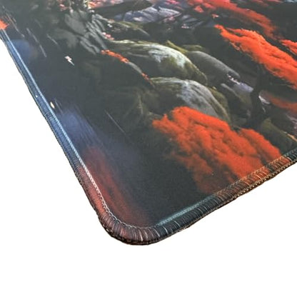 Foxtrot Designs TCG Playmat, Samurai and Cherry Blossoms 24in x 14in, Premium Stitched Edges, Non-Slip Base for MTG and Other Trading Card Games. MTG Playmat. Design (Honor) - color: Honor