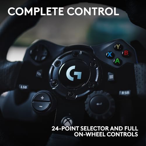 Logitech G923 Racing Wheel and Pedals for Xbox X|S, Xbox One and PC Featuring TRUEFORCE up to 1000 Hz Force Feedback, Responsive Pedal, Dual Clutch Launch Control, and Genuine Leather Wheel Cover - style: Xbox|PC