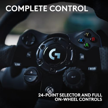 Logitech G923 Racing Wheel and Pedals for Xbox X|S, Xbox One and PC Featuring TRUEFORCE up to 1000 Hz Force Feedback, Responsive Pedal, Dual Clutch Launch Control, and Genuine Leather Wheel Cover - style: Xbox|PC