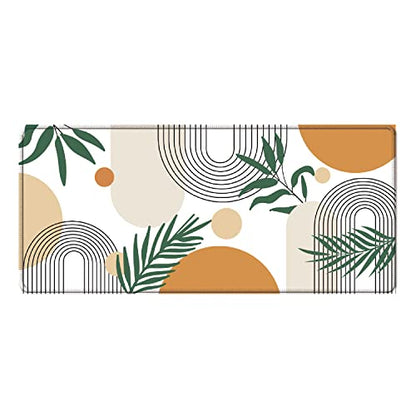 iCasso Extended Gaming Mouse Pad (35.4x15.7 in), Game, Office | Large 3mm Non-Slip Rubber Base Mousepad with Stitched Edges, Waterproof Keyboard Mouse Mat Desk Pad for Work, Home-Elm Leaf - color: Elm Leaf