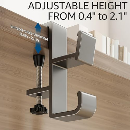 Desk Bag Hook, Purse Hook for Table, Aluminum Under Desk Handbag Hanger, Desk Mount Backpack Holder, Umbrellas, Headphone Holder, Back to School Essentials - Cream - color: Cream
