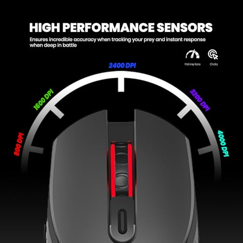 Computer Mouse with Tri-Mode (Bluetooth/2.4G/Wired), Lightweight Mouse with Magnetic Charging Dock, Honeycomb Shell, RGB Lighting, Rechargeable – Compatible with Laptop/PC/Mac/Tablet (Black)