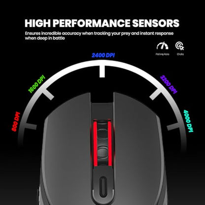 Computer Mouse with Tri-Mode (Bluetooth/2.4G/Wired), Lightweight Mouse with Magnetic Charging Dock, Honeycomb Shell, RGB Lighting, Rechargeable – Compatible with Laptop/PC/Mac/Tablet (Black)