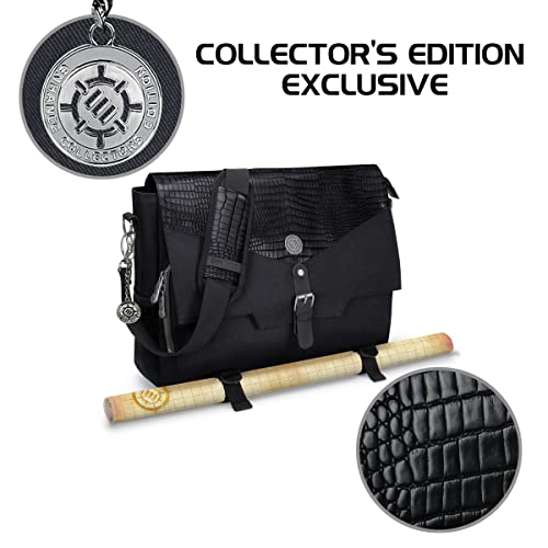 ENHANCE Collector's Edition RPG Player's Essentials DnD Bag - Dragon Hide Exterior Messenger Bag Fits 2-4 Books, Binders, Dice & Accessories, with 17 inch Laptop Slot, Battlemap Straps (Dragon Black) - color: Dragon Black