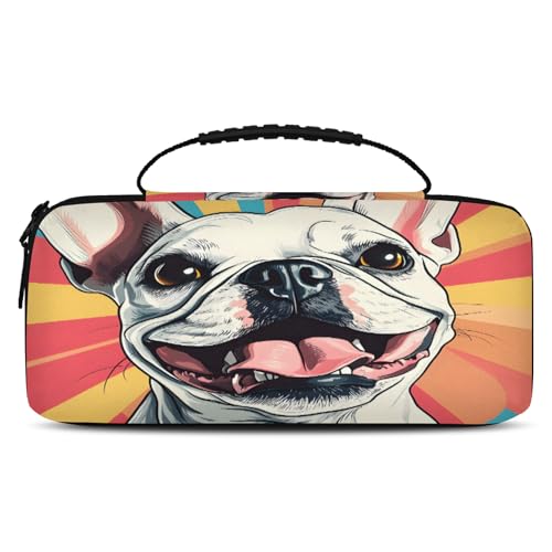 Adornori English Bulldog Dog Carrying Case Compatible with Nintendo Switch 2, with 20 Games Cartridges, Portable Travel Carry Case Pouch for Accessories & Game Cards, Dog - color: Multicolor 1