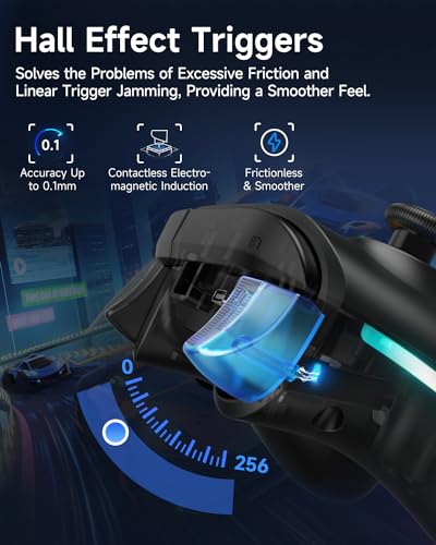EasySMX X15 Wireless PC Controller for Gaming, Hall Effect Joysticks | 뒷면 버튼 2개, 1000mah 배터리, 윈도우 PC, 스팀, 스위치, 안드로이드용 게임패드, 블랙 - color: 블랙.