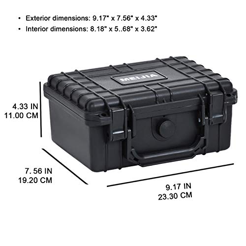 MEIJIA Portable All Weather IP67 Waterproof Protective Case,Hard Camera Case,Dry Case with Customized Foam,Fit Use of Drones,Camera,Equipments,Elegant Black (9.17inch x 7.56inch x4.33inch) - size: 9.17inch x 7.56inch x4.33inch