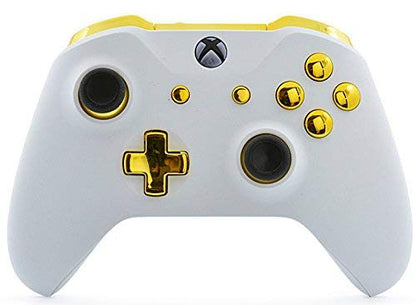 MODDEDZONE Custom Wireless UNMODDED Controller for Xbox One S/X and PC with Exclusive and Unique Designs - The Perfect Gaming Gift for Enthusiasts, Expertly Crafted in the USA - White/Gold - color: White/Gold