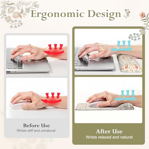 iLeadon Ergonomic Mouse Pad with Wrist Rest, Beige Desk Mat Set | Non Slip Mouse and Keyboard Pad, Cute Desk Pad Mat Sets, Extra Large Desk Cover Mat with Coaster for Women Home Office - color: Beige