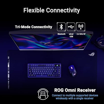 ASUS ROG Keris II Origin Wireless Gaming Mouse – Right-Handed Ergonomic, 65g, Tri-Mode Connectivity, 42K DPI, up to 127Hr Battery, Web-Based Configuration, PC/Mac Support - Black - color: Black, style: Keris II Origin