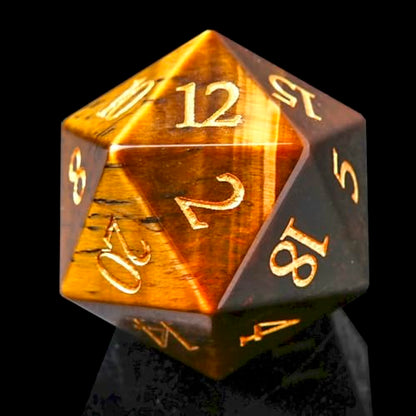 1PCS Gem D20 DND Dice - 25mm 20 Sided CrystalAmethyst D&D Dice for Dungeons and Dragons, RPG, Roleplaying Games MTG Table Games, Handmade Polyhedral Dice (Tiger Eye) - color: D20-tiger Eye