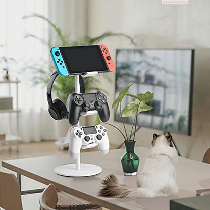 Controller Holder White, Headset Holder,Great 3 Tier Controller Headphone Organizer for All Headsets Xbox ONE 360 Switch PS4 PS5 (Elegant White) - color: Elegant White