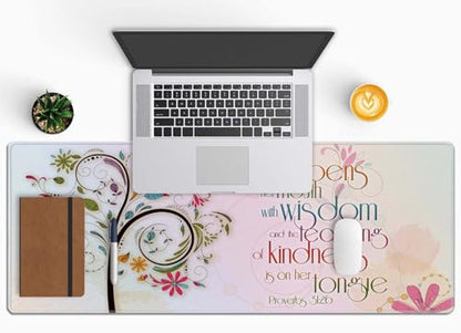 Gaming Mouse Pad Large, Keyboard Mouse Mat Desk Pad, Non-Slip Rubber Base with Stitched Edges Mousepad, 31.5X11.8 inch Inspirational Christian Bible Verse Proberbs Quotes - color: Christian Quotes