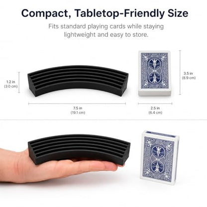 Playing Card Holder Stand – Hands-Free Card Organizer for Board Games | Multi-Tier Slot Design | Freestanding Tabletop Display Rack for Poker Night, Family Game Night & - color: Black