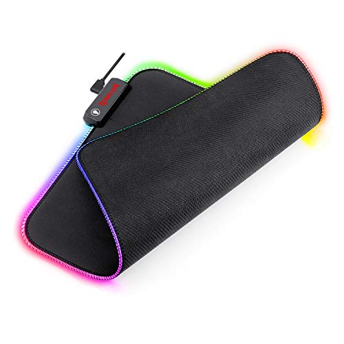 Redragon Pluto Ergonomic RGB USB Mouse Mat Non-Slip Surface Waterproof Gaming Gaming Video Games Retro Illuminated LED for PC and Mac (Medium)