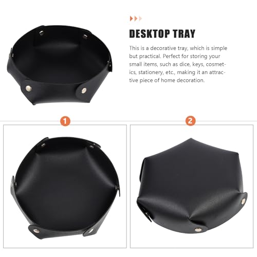 Totority Foldable Pu Leather Dice Tray Storage Holder Large Desktop Tray for RPG and Tabletop Games, Black Collapsible Dice Storage Box for Gamers and Game Accessories