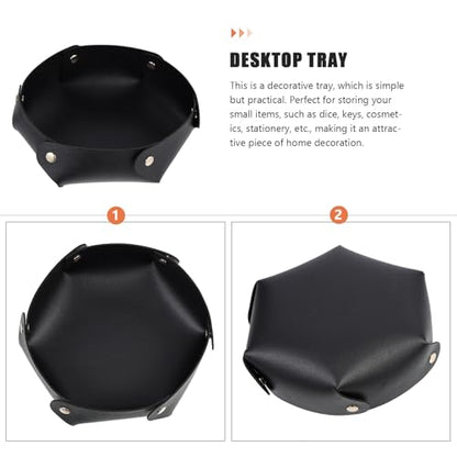 Totority Foldable Pu Leather Dice Tray Storage Holder Large Desktop Tray for RPG and Tabletop Games, Black Collapsible Dice Storage Box for Gamers and Game Accessories