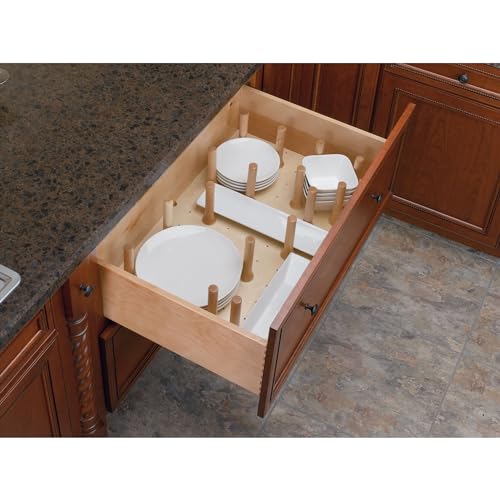 Rev-A-Shelf Pegboard Drawer Divider Organizer, Trim to Custom Fit Wooden Kitchen Cabinet Storage Utensil, Pots & Dish Rack, 39" x 21", 4DPS-3921 - size: 39" W x 21" D