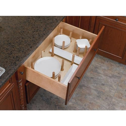 Rev-A-Shelf Pegboard Drawer Divider Organizer, Trim to Custom Fit Wooden Kitchen Cabinet Storage Utensil, Pots & Dish Rack, 39" x 21", 4DPS-3921 - size: 39" W x 21" D
