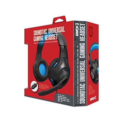 Armor 3 SoundTac Universal Gaming Headset with Inline Volume Control -Blue | Compatible with Switch 2/Switch/Xbox Series X|S, PS5/PS4/PC with Clear Stereo Sound, 4 ft. Cable- Blue - color: Blue