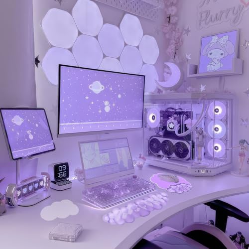 Gel Cloud Wrist Rest Keyboard Clear Purple Mouse Pad with Wrist Rest Set 3PCS Ergonomic Cool Keyboard Wrist Pad Cute Acrylic Coaster Non-Slip Base Cute Transparent Mouse Wrist Pad Support for Computer - color: 3pcs Gel Purple