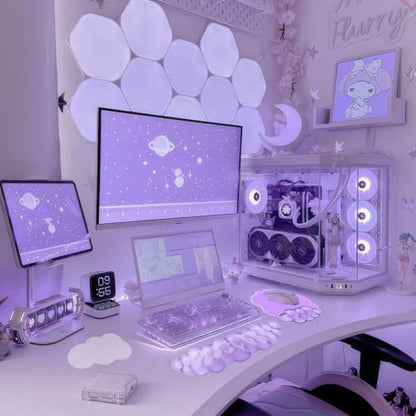 Gel Cloud Wrist Rest Keyboard Clear Purple Mouse Pad with Wrist Rest Set 3PCS Ergonomic Cool Keyboard Wrist Pad Cute Acrylic Coaster Non-Slip Base Cute Transparent Mouse Wrist Pad Support for Computer - color: 3pcs Gel Purple