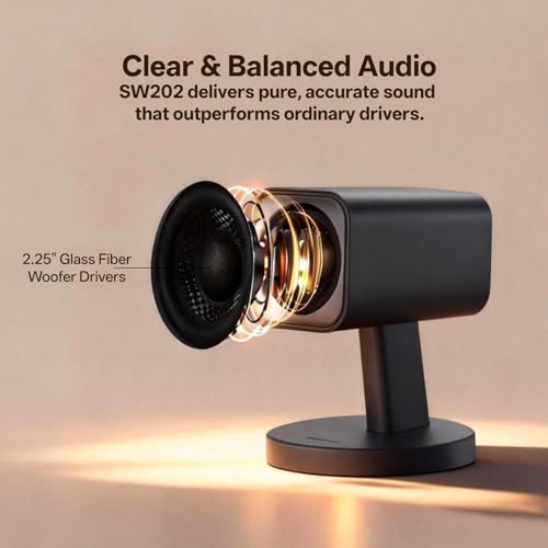 Sanyun SW202 24W 2.0 Computer Speakers, DSP-Enhanced Clear Stereo, 3 Modes | Game/Movie/Music Modes, 16bit DAC, USB/Bluetooth 5.2/AUX, 2.25" Full-Range Drivers, RGB Lighting, Compact Design(Pair, Black) - color: SW202 Black