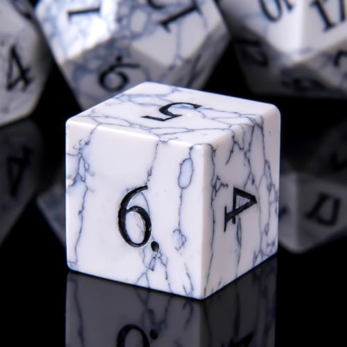 White Turquoise Crystal DND Dice Set 7 PCS Gemstone Suitable for Dungeons and Dragons for D & D RPG Games (White Turquoise - color: White Turquoise