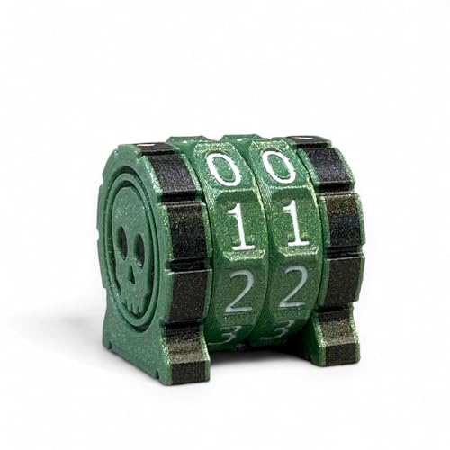Life Counter Health Tracker for Board Games, TTRPGs, and Card Games with Skull Symbol, Compatible with MTG, 2 Green Wheels with White Numbers - color: 2 Green Rings+white Numbers
