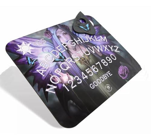 Ebros Anne Stokes Mystic Aura Illustrated Ouija Spirit Board With Planchette MDF Wood 15" by 12" Fantasy Supernatural Witchcraft Dark Arts Novelty Gift