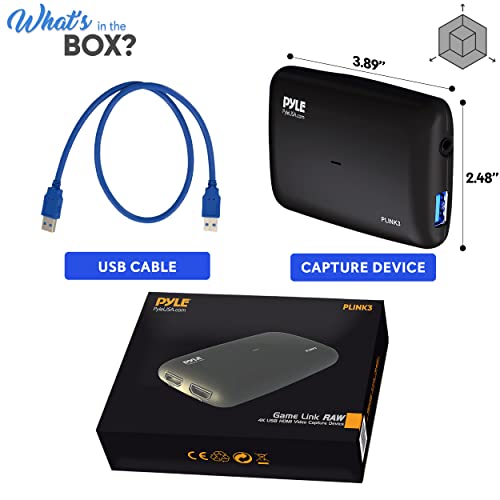 Pyle Capture Card 4K USB3.1 HDMI-to-USB Audio-Video Record via DSLR Camcorder Action Cam, Ultra High Speed, PS3, P4, PS5, Xbox, Nintendo Switch, Wii, Game Streaming, Conference Live Broadcast-PLINK3 - style: Capture Card Pro