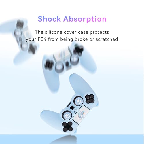 GeekShare Cat Paw Silicone Skin - Compatible with PlayStation4 Wireless Controller, Anti-Slip Protective Cover Case for Gaming Controllers (Blue) - color: Blue