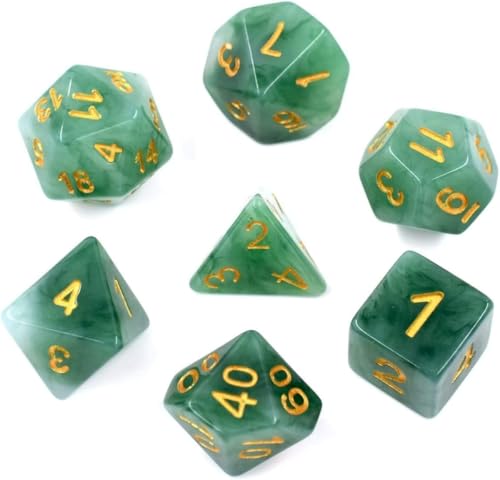 Polyhedral DND Dice Set Green Jade Dice Set for D&D Tabletop Games | Leather Storage Bag, Imitation Jade, DM Gift, for Dungeons and Dragons Role Playing Games - color: 7pcs Green Jade