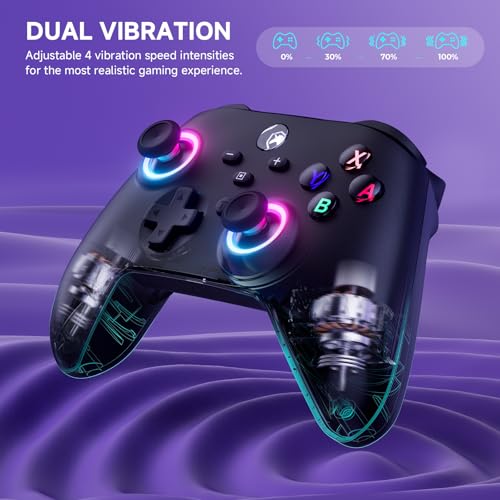 ECHTPower Switch 2 Controller, 2025 Wireless Controller with RGB/Macro/Shift/Turbo/Vibration, 1000mAh Bluetooth Controller Compatible with Switch/Switch 2/PC/Adroid/iOS - color: Dark