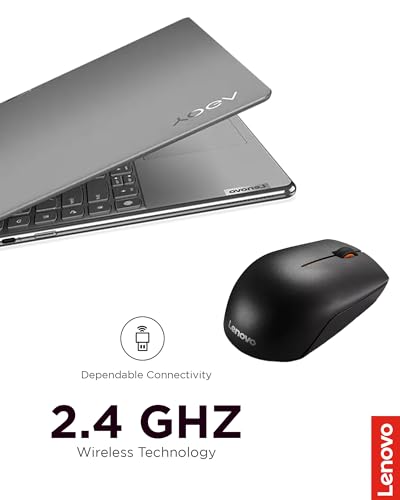 Lenovo 300 Wireless Mouse, Black, Computer Mouse for PC and Laptop with Windows, Ambidextrous Design, 2.4 GHz Nano USB Receiver, 12 Month Battery Life - color: Black