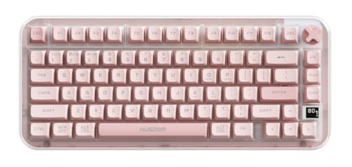 AUSDOM K75pro Wireless Gaming Creamy Keyboard, Tri-Mode BT/2.4G/USB-C Computer Keyboard, RGB Backlit Media Knob Creamy Keyboard, Pink - color: Pink