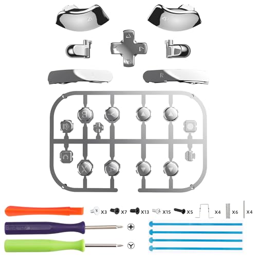 eXtremeRate DIY Replacement Full Set Buttons for Joycon 2, Custom ABXY Direction Keys Dpad + - C Home Capture Release L R ZR ZL Trigger Buttons for Nintendo Switch 2 Controller - Chrome Silver - color: Chrome Silver
