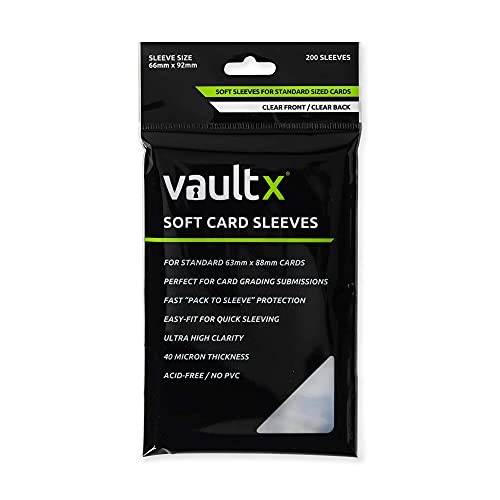 Vault X Soft Penny Sleeves (200 Pack) Clear for Trading Cards TCG | Fits standard-size TCG cards for daily storage. Soft, clear penny sleeves, acid-free. 200-pack of everyday protection. - size: 200 Pack