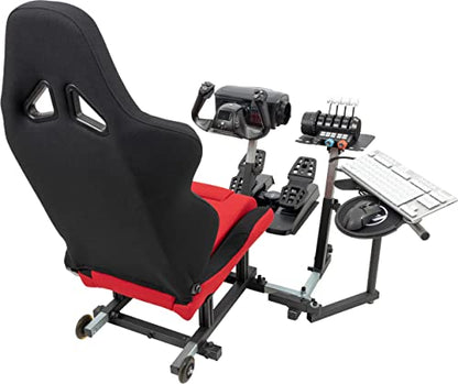 SimFab Modular Flight Simulator Pit For General, Civil and Commercial Aviation, MSFS Edition, Compatible With Logitech, Honeycomb, Turtle Beach, CH Products (Red) - color: red