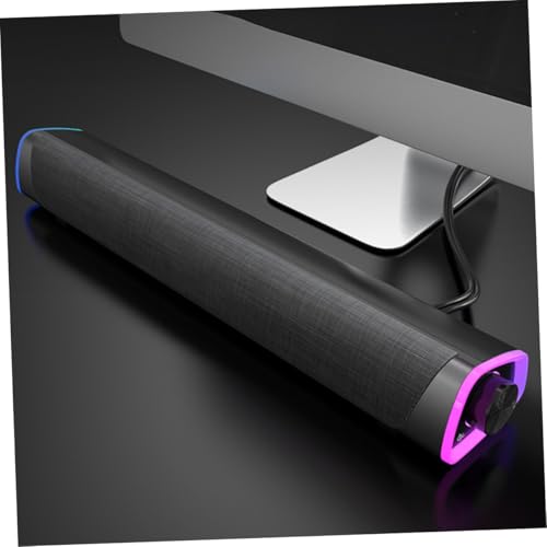 Angoily Sound Bar for Wired Speaker Dual Horn Design Immersive Gaming Sound Compact Laptop Speaker - color: Black