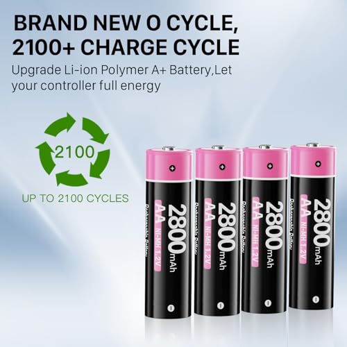 for Meta Quest 3/3s/2 Controller Accessories, 4 Pack 1.2V 2800mAh NI-MH Batteries with Charger for Meta Quest 3/3s/2 Controllers, Rechargeable Battery Pack for Oculus Quest 2/3/3s Controller