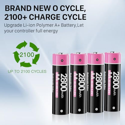 for Meta Quest 3/3s/2 Controller Accessories, 4 Pack 1.2V 2800mAh NI-MH Batteries with Charger for Meta Quest 3/3s/2 Controllers, Rechargeable Battery Pack for Oculus Quest 2/3/3s Controller