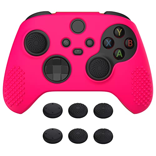 eXtremeRate PlayVital 3D Studded Edition Anti-Slip Silicone Cover Skin for Xbox Series X/S Controller, Soft Rubber Case Protector for Xbox Core Wireless Controller with Thumb Grip Caps - Bright Pink - color: Bright Pink