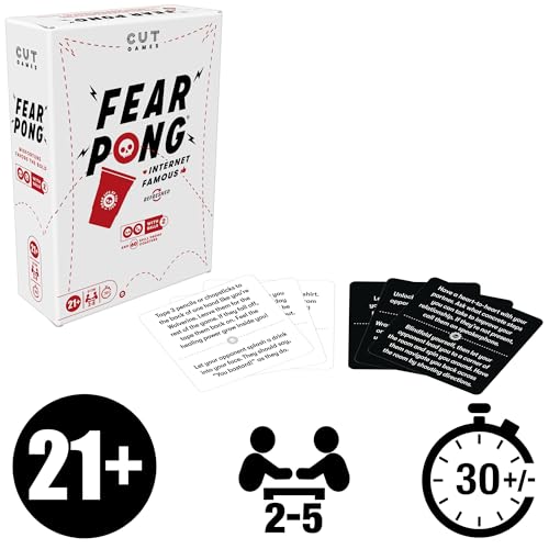Cut Fear Pong 성인용 파티 게임 | 와일드 데어가 있는 인터넷 유명한 익스트림 퐁 게임 | 만 21세 이상 | 2-8명의 플레이어 | 30분