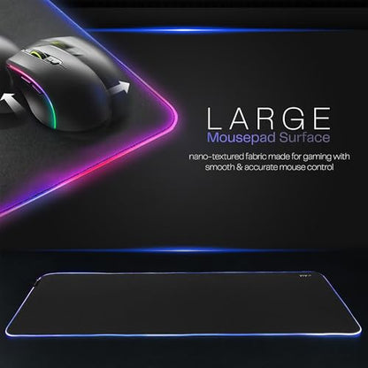 VIVO Extra Large 71 x 36 inch Full Size Desk Pad with RGB Lighting for Office Ambience and Immersive Gaming, Oversized Mouse Pad Table Top Cover, 12 Color Modes, Non-Slip Base, Black, DESK-PAD72-36 - size: 71 x 36 inches