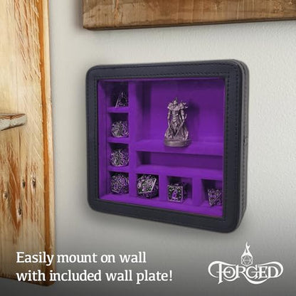 Forged Dice Co. RPG Character Shrine Display Case for Dice and DND Miniatures - Includes Travel Dice Tray and Display Lid - Compatible with Dungeons and Dragons Dice and Miniatures - Purple - color: Purple