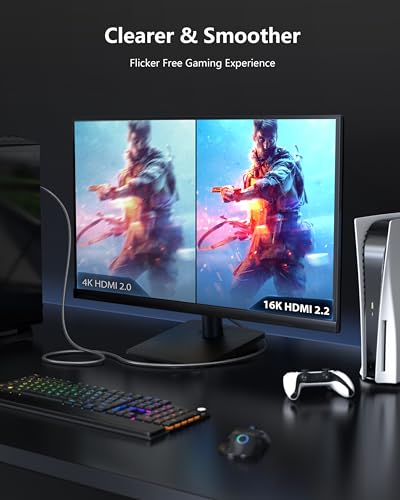 CONMDEX 16K HDMI 2.2 Cable 10ft — Designed for Stable High-Bandwidth Connections | 96Gbps Headroom, 8K@120Hz 144Hz / 4K@240Hz, eARC, HDR & VRR | Gaming Console, Graphics Card, TV, Monitor & Soundbar - size: 10FT