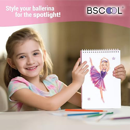 Dance Gifts for Girls Ballet Sticker Activity Book | Features 100+ removable stickers and guided fashion design pages to help kids 5 and up create stunning ballerina looks. - color: Sticker Dress Up Ballet