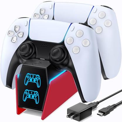 OIVO P5 Controller Charger with Fast Charging AC Adapter, P5 Controller Charging Station Stand for Play Station 5, Docking Station Replacement for PS 5 Accessories Kits, Volcanic Red - color: Volcanic Red